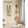 imageSONGMICS Jewelry Organizer LED Jewelry Cabinet WallDoor Mounted Lockable Rounded Wide Mirror with Storage Interior Mirror 39 x 165 x 425 Inches White Surface with Greige LiningBlack