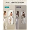 imageSONGMICS Jewelry Organizer LED Jewelry Cabinet WallDoor Mounted Lockable Rounded Wide Mirror with Storage Interior Mirror 39 x 165 x 425 Inches White Surface with Greige LiningBlack