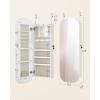 imageSONGMICS Jewelry Organizer LED Jewelry Cabinet WallDoor Mounted Lockable Rounded Wide Mirror with Storage Interior Mirror 39 x 165 x 425 Inches White Surface with Greige LiningWhite  Greige