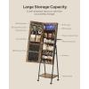 imageSONGMICS LED Cabinet Standing Lockable Jewelry Armoire with FullLength Mirror SpaceSaving Jewelry Organizer with Mirror Bottom Drawer and Shelf Gift Idea Rustic Brown UJJC025X01Rustic Brown