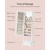 imageSONGMICS LED Cabinet Standing Lockable Jewelry Armoire with FullLength Mirror SpaceSaving Jewelry Organizer with Mirror Bottom Drawer and Shelf Gift Idea Rustic Brown UJJC025X01Cloud White