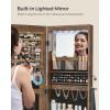 imageSONGMICS LED Cabinet Standing Lockable Jewelry Armoire with FullLength Mirror SpaceSaving Jewelry Organizer with Mirror Bottom Drawer and Shelf Gift Idea Rustic Brown UJJC025X01Rustic Brown