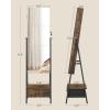 imageSONGMICS LED Cabinet Standing Lockable Jewelry Armoire with FullLength Mirror SpaceSaving Jewelry Organizer with Mirror Bottom Drawer and Shelf Gift Idea Rustic Brown UJJC025X01Rustic Brown
