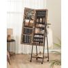imageSONGMICS LED Cabinet Standing Lockable Jewelry Armoire with FullLength Mirror SpaceSaving Jewelry Organizer with Mirror Bottom Drawer and Shelf Gift Idea Rustic Brown UJJC025X01Rustic Brown