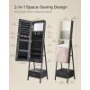 imageSONGMICS LED Cabinet Standing Lockable Jewelry Armoire with FullLength Mirror SpaceSaving Jewelry Organizer with Mirror Bottom Drawer and Shelf Gift Idea Rustic Brown UJJC025X01Ink Black