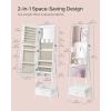 imageSONGMICS LED Cabinet Standing Lockable Jewelry Armoire with FullLength Mirror SpaceSaving Jewelry Organizer with Mirror Bottom Drawer and Shelf Gift Idea Rustic Brown UJJC025X01Cloud White