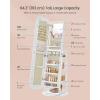 imageSONGMICS LED Jewelry Cabinet 360 Swivel Jewelry Organizer Lockable Mirror Jewelry Cabinet Standing Rounded Wide FullLength Mirror with Storage Shelves Interior Mirror Gift for Mom Cloud WhiteCloud White