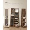 imageSONGMICS LED Jewelry Cabinet Standing Lockable Armoire With FullLength Mirror and Adjustable Lights SpaceSaving Organizer Gift for Mom Ink Black UJJC008B01Rustic Brown