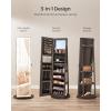 imageSONGMICS LED Jewelry Cabinet Standing Lockable Armoire With FullLength Mirror and Adjustable Lights SpaceSaving Organizer Gift for Mom Ink Black UJJC008B01Ash Brown