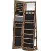 imageSONGMICS LED Jewelry Cabinet Standing Lockable Armoire With FullLength Mirror and Adjustable Lights SpaceSaving Organizer Gift for Mom Ink Black UJJC008B01Rustic Brown