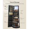 imageSONGMICS LED Jewelry Cabinet Standing Lockable Armoire With FullLength Mirror and Adjustable Lights SpaceSaving Organizer Gift for Mom Ink Black UJJC008B01Ink Black