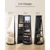 imageSONGMICS LED Jewelry Cabinet Standing Lockable Armoire With FullLength Mirror and Adjustable Lights SpaceSaving Organizer Gift for Mom Ink Black UJJC008B01Ink Black