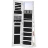 imageSONGMICS LED Jewelry Cabinet Standing Lockable Armoire With FullLength Mirror and Adjustable Lights SpaceSaving Organizer Gift for Mom Ink Black UJJC008B01Cloud White