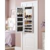imageSONGMICS Mirror Jewelry Cabinet Armoire Organizer Wall or Door Mount Storage Cabinet with FullLength Frameless Lighted Mirror Builtin Makeup Mirror 2 Drawers Lockable White UJJC013W01White