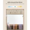 imageSONGMICS Mirror Jewelry Cabinet Armoire Organizer Wall or Door Mount Storage Cabinet with FullLength Frameless Lighted Mirror Builtin Makeup Mirror 2 Drawers Lockable White UJJC013W01Camel Brown
