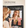 imageSONGMICS Mirror Jewelry Cabinet Armoire Organizer Wall or Door Mount Storage Cabinet with FullLength Frameless Lighted Mirror Builtin Makeup Mirror 2 Drawers Lockable White UJJC013W01Black