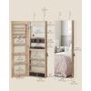imageSONGMICS Mirror Jewelry Cabinet Armoire Organizer Wall or Door Mount Storage Cabinet with FullLength Frameless Lighted Mirror Builtin Makeup Mirror 2 Drawers Lockable White UJJC013W01Camel Brown