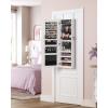 imageSONGMICS Mirror Jewelry Cabinet Armoire Wall or Door Mounted Jewelry Storage Hanging Lockable Frameless with 2 Plastic Cosmetic Organizers Gift Idea Black UJJC001B01White