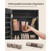 imageSONGMICS Mirror Jewelry Cabinet Armoire Wall or Door Mounted Jewelry Storage Hanging Lockable Frameless with 2 Plastic Cosmetic Organizers Gift Idea Black UJJC001B01Black