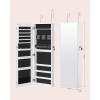 imageSONGMICS Mirror Jewelry Cabinet Armoire Wall or Door Mounted Jewelry Storage Hanging Lockable Frameless with 2 Plastic Cosmetic Organizers Gift Idea Black UJJC001B01White