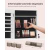 imageSONGMICS Mirror Jewelry Cabinet Armoire Wall or Door Mounted Jewelry Storage Hanging Lockable Frameless with 2 Plastic Cosmetic Organizers Gift Idea Black UJJC001B01White