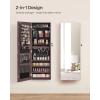 imageSONGMICS Mirror Jewelry Cabinet Armoire Wall or Door Mounted Jewelry Storage Hanging Lockable Frameless with 2 Plastic Cosmetic Organizers Gift Idea Black UJJC001B01Brown