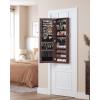 imageSONGMICS Mirror Jewelry Cabinet Armoire Wall or Door Mounted Jewelry Storage Hanging Lockable Frameless with 2 Plastic Cosmetic Organizers Gift Idea Black UJJC001B01Brown
