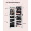imageSONGMICS Mirror Jewelry Cabinet Armoire Wall or Door Mounted Jewelry Storage Hanging Lockable Frameless with 2 Plastic Cosmetic Organizers Gift Idea Black UJJC001B01White
