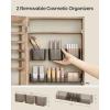 imageSONGMICS Mirror Jewelry Cabinet Armoire Wall or Door Mounted Jewelry Storage Hanging Lockable Frameless with 2 Plastic Cosmetic Organizers Gift Idea Black UJJC001B01Toasted Oak