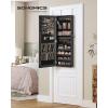 imageSONGMICS Mirror Jewelry Cabinet Armoire Wall or Door Mounted Jewelry Storage Hanging Lockable Frameless with 2 Plastic Cosmetic Organizers Gift Idea Black UJJC001B01Black