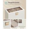 imageSONGMICS Stackable Jewelry Trays 4Tier Jewelry Box Drawer Jewelry Organizer with Glass Lid Removable Dividers for Vanity Table 67 x 11 x 72 Inches Gift Idea Cloud White UJBC164W01Cloud White