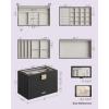 imageSONGMICS Stackable Jewelry Trays 4Tier Jewelry Box Drawer Jewelry Organizer with Glass Lid Removable Dividers for Vanity Table 67 x 11 x 72 Inches Gift Idea Cloud White UJBC164W01Ink Black