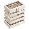imageSONGMICS Stackable Jewelry Trays 4Tier Jewelry Box Drawer Jewelry Organizer with Glass Lid Removable Dividers for Vanity Table 67 x 11 x 72 Inches Gift Idea Cloud White UJBC164W01Cloud White