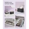imageSONGMICS Stackable Jewelry Trays 4Tier Jewelry Box Drawer Jewelry Organizer with Glass Lid Removable Dividers for Vanity Table 67 x 11 x 72 Inches Gift Idea Cloud White UJBC164W01Ink Black