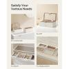 imageSONGMICS Stackable Jewelry Trays 4Tier Jewelry Box Drawer Jewelry Organizer with Glass Lid Removable Dividers for Vanity Table 67 x 11 x 72 Inches Gift Idea Cloud White UJBC164W01Cloud White