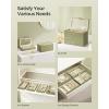 imageSONGMICS Stackable Jewelry Trays 4Tier Jewelry Box Drawer Jewelry Organizer with Glass Lid Removable Dividers for Vanity Table 67 x 11 x 72 Inches Gift Idea Cloud White UJBC164W01Laurel Green