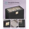 imageSONGMICS Stackable Jewelry Trays 4Tier Jewelry Box Drawer Jewelry Organizer with Glass Lid Removable Dividers for Vanity Table 67 x 11 x 72 Inches Gift Idea Cloud White UJBC164W01Ink Black