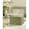 imageSONGMICS Stackable Jewelry Trays 4Tier Jewelry Box Drawer Jewelry Organizer with Glass Lid Removable Dividers for Vanity Table 67 x 11 x 72 Inches Gift Idea Cloud White UJBC164W01Laurel Green