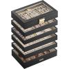 imageSONGMICS Stackable Jewelry Trays 4Tier Jewelry Box Drawer Jewelry Organizer with Glass Lid Removable Dividers for Vanity Table 67 x 11 x 72 Inches Gift Idea Cloud White UJBC164W01Ink Black