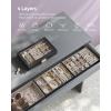 imageSONGMICS Stackable Jewelry Trays 4Tier Jewelry Box Drawer Jewelry Organizer with Glass Lid Removable Dividers for Vanity Table 67 x 11 x 72 Inches Gift Idea Cloud White UJBC164W01Ink Black
