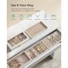 imageSONGMICS Stackable Jewelry Trays 4Tier Jewelry Box Drawer Jewelry Organizer with Glass Lid Removable Dividers for Vanity Table 67 x 11 x 72 Inches Gift Idea Cloud White UJBC164W01Cloud White