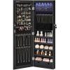 imageSONGMICS Hanging Jewelry Cabinet WallMounted Cabinet with LED Interior Lights DoorMounted Jewelry Organizer FullLength Mirror Gift Idea Gift for Mom White UJJC99WTInk Black
