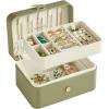 imageSONGMICS Jewelry Box Travel Jewelry Case 2Layer Jewelry Holder Organizer Portable Versatile Earring Storage for Larger Accessories Laurel Green UJBC166C02