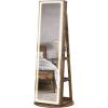 imageSONGMICS LED Jewelry Cabinet Standing Lockable Armoire With FullLength Mirror and Adjustable Lights SpaceSaving Organizer Gift for Mom Ink Black UJJC008B01Rustic Brown
