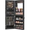 imageSONGMICS Mirror Jewelry Cabinet Armoire Organizer Wall or Door Mount Storage Cabinet with FullLength Frameless Lighted Mirror Builtin Makeup Mirror 2 Drawers Lockable White UJJC013W01Black
