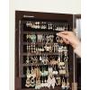 imageSONGMICS 360 Swivel Jewelry Cabinet Lockable Jewelry Organizer with FullLength Mirror Rear Storage Shelves Interior Mirror Jewelry Armoire Gift for Mom Rustic Brown UJJC006X01Brown
