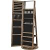 imageSONGMICS 360 Swivel Jewelry Cabinet Lockable Jewelry Organizer with FullLength Mirror Rear Storage Shelves Interior Mirror Jewelry Armoire Gift for Mom Rustic Brown UJJC006X01Rustic Brown