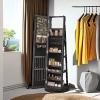 imageSONGMICS 360 Swivel Jewelry Cabinet Lockable Jewelry Organizer with FullLength Mirror Rear Storage Shelves Interior Mirror Jewelry Armoire Gift for Mom Rustic Brown UJJC006X01Black