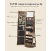imageSONGMICS 360 Swivel Jewelry Cabinet Lockable Jewelry Organizer with FullLength Mirror Rear Storage Shelves Interior Mirror Jewelry Armoire Gift for Mom Rustic Brown UJJC006X01Rustic Brown