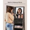 imageSONGMICS 360 Swivel Jewelry Cabinet Lockable Jewelry Organizer with FullLength Mirror Rear Storage Shelves Interior Mirror Jewelry Armoire Gift for Mom Rustic Brown UJJC006X01Ash Brown